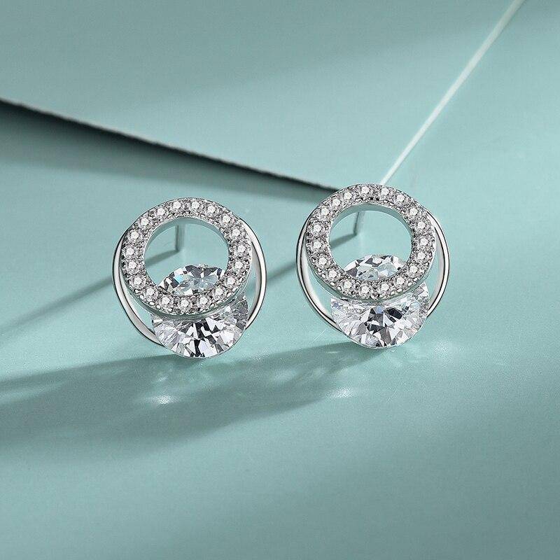 Diamant Zirkonia Einfache S925 Sterling Silber Ohrringe Damen Beliebte Accessoires Kreis Personalisierte Silber Ohrringe Schmuck von Joom DACH