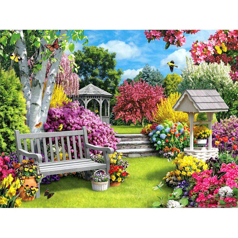 Diamantstickerei Diamantmalerei Kleiner Garten Kreuzstich Bild aus Strasssteinen Handgefertigte Geschenke 20X30CM von Joom DACH