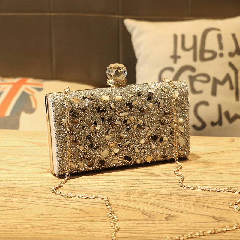 Diamanttasche Diamantbesetzte Abendtasche Strass-Clutch Umhängetasche mit Kette für kleine Mädchen silber von Joom DACH