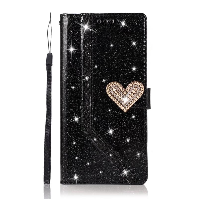 Diamond Heart Glitter Powders Wallet Case mit Kartenfächern Fotorahmen für iPhone Samsung Huawei Standhalter Flip Cases Cover Samsung S20 FE schwarz Diamond Heart Glitter Powders Wallet Case mit Kartenfächern Fotorahmen für iPhone Samsung Huawei Standhalter Flip Cases Cover Samsung S20 FE schwarz von Joom DACH