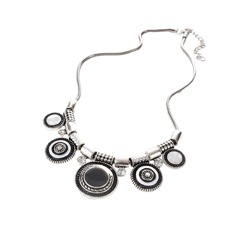 Diamonding Jewelry Ethnische Frauen-Kristallstein-eingelegte runde Emaille-Anhänger-Statement-Lätzchen-Halskette one size schwarz von Joom DACH