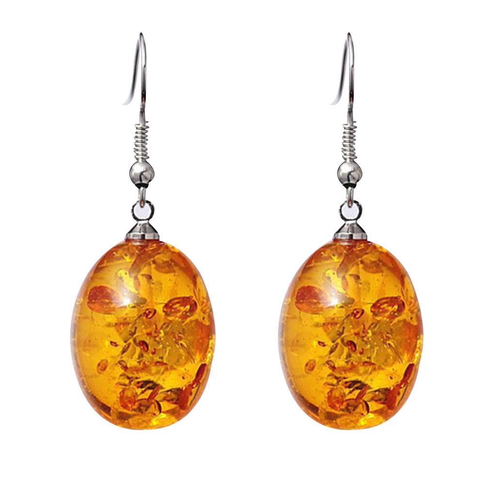 Diamonding Jewelry Retro Oval geformte Faux Bernstein Ohrhänger Ohrringe Damen Piercing one size gelb von Joom DACH