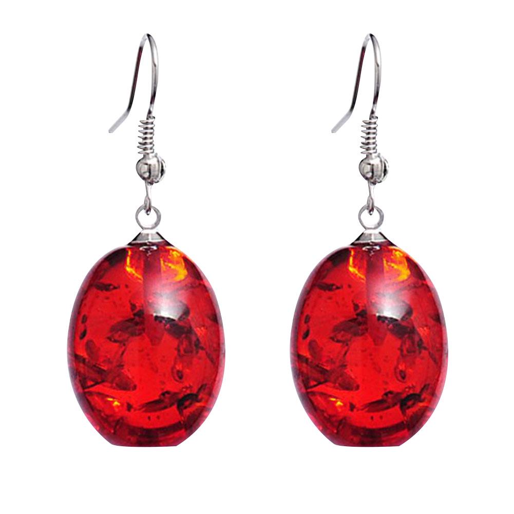 Diamonding Jewelry Retro Oval geformte Faux Bernstein Ohrhänger Ohrringe Damen Piercing one size rot von Joom DACH