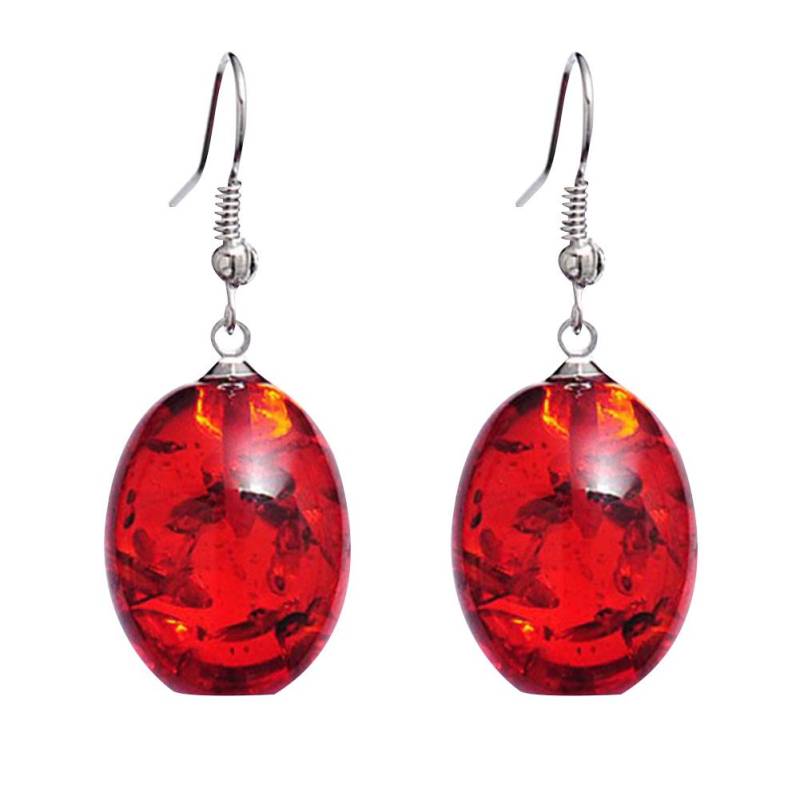 Diamonding Jewelry Retro Oval geformte Faux Bernstein Ohrhänger Ohrringe Damen Piercing one size rot von Joom DACH
