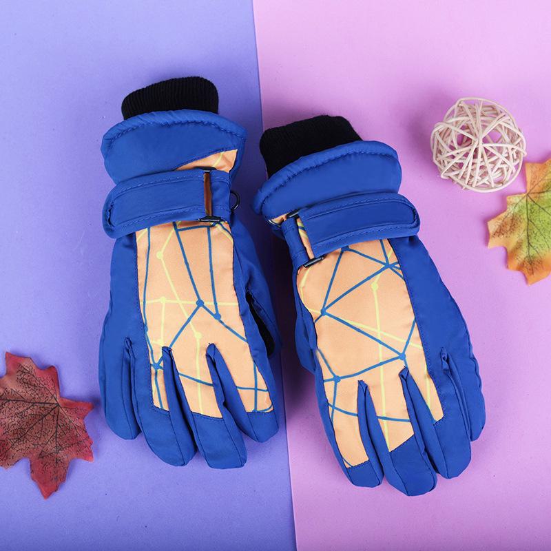 Dicke, wasserdichte, winddichte, rutschfeste, warme Winter-Ski- und Schneehandschuhe für Kinder von 4–17 Jahren. 4-7 years old blau/orange von Joom DACH