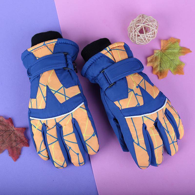 Dicke, wasserdichte, winddichte, rutschfeste, warme Winter-Ski- und Schneehandschuhe für Kinder von 4–17 Jahren. 7-10 years old orange/blau von Joom DACH