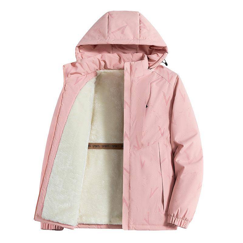Dicke Baumwolljacke mit Kapuze für Damen, Partner-Stil mit Aufdruck, Wintermantel für Väter, Warme Jacke, Lockere winddichte Baumwolljacke XXXL rosa von Joom DACH