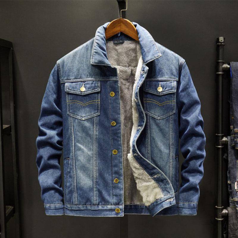 Dicke Jeansjacke für Herren in Übergröße, winddicht, warm, lässig 5XL von Joom DACH