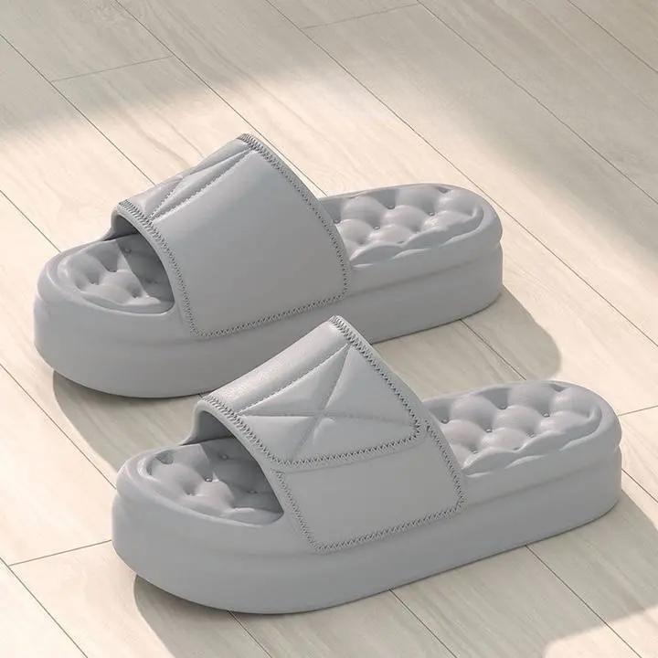 Dicke Plattform Badezimmer Hausschuhe Männer Frauen Mode Weiche Sohle EVA Indoor Slides Frau Sandalen Sommer Outdoor Rutschfeste Flip-Flops 40-41 grau von Joom DACH