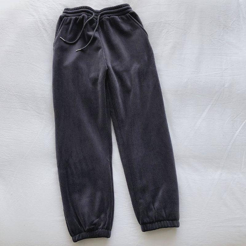 Dicke Samt-Jogginghose für Damen in Übergröße, 200 Pfund +, lockere Passform im Winter, vielseitig für Frühling und Herbst, Sporthose mit Bündchen 4XL (175-200 catties) von Joom DACH