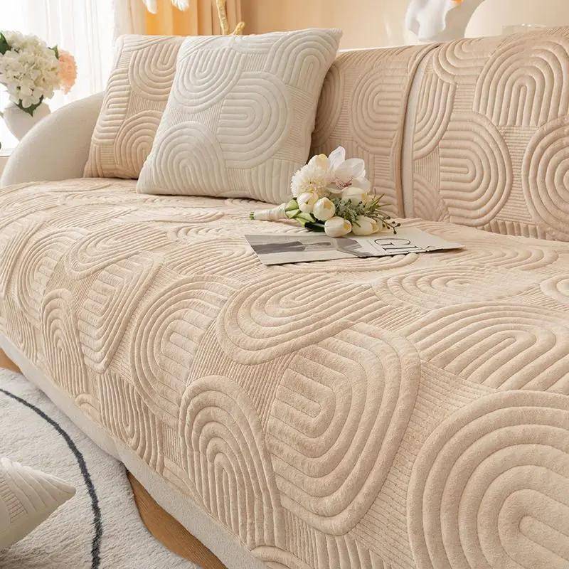 Dicke Samt-Sofabezüge, rutschfeste Sofamatte, Winter, warm, waschbar, Couch-Schonbezüge für Wohnzimmer, einfarbig, weiches Sofa-Handtuch A 70x70cm 1pc von Joom DACH