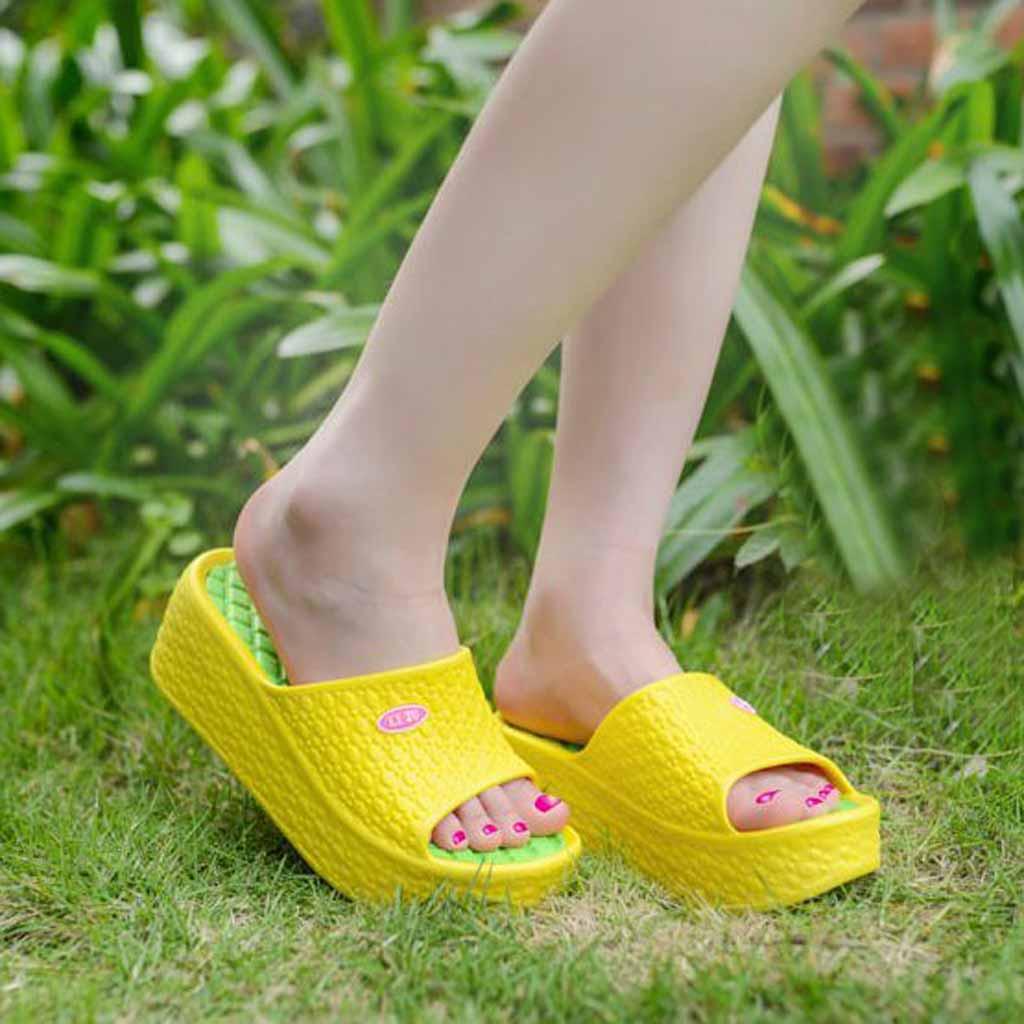 Dicke Sohlen, modische Damen-Sommer-Sandalen, Plateau-Sandalen, Strand-Loch-Schuhe, Hausschuhe 37 gelb von Joom DACH