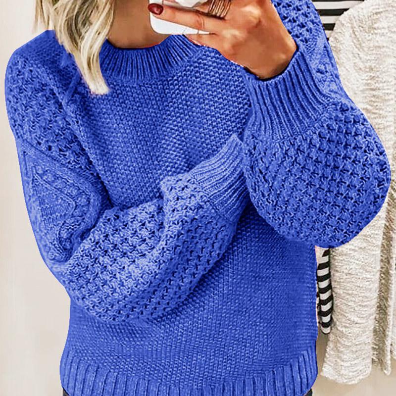 Dicker, warmer Pullover mit einfarbigem Strickpullover, Oberteil für Damen im Winterdesign XXXXXL navy blau von Joom DACH