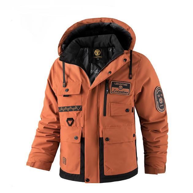 Dicker Baumwollmantel für Herren, warmer Baumwollmantel für den Außenbereich, Winterjacke für Herren in Übergröße mit Kapuze, wasserdicht XXL von Joom DACH