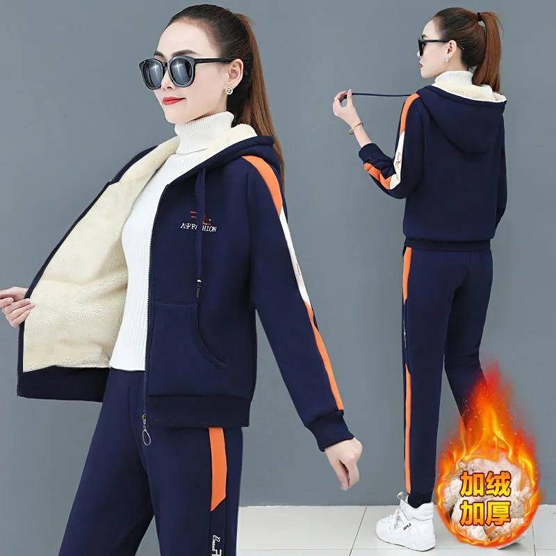 Dicker Fleece Winter Trainingsanzug Damen Warm Mode Zip Up Hoodies und Hosen Loungewear Lässiges Zweiteiler-Set XXXXL von Joom DACH