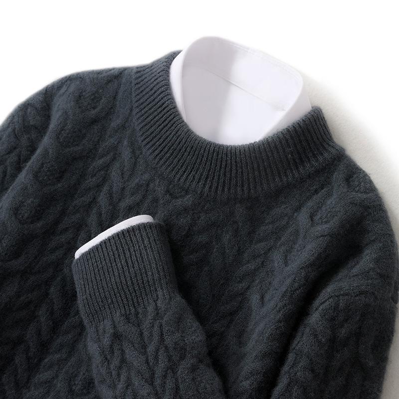 Dicker Herrenpullover aus reiner Wolle – einfarbiger, locker sitzender Strickpullover aus Kaschmir für Herbst und Winter 3XL von Joom DACH