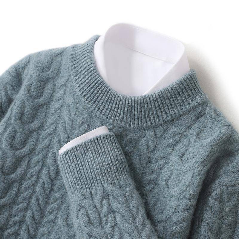 Dicker Herrenpullover aus reiner Wolle – einfarbiger, locker sitzender Strickpullover aus Kaschmir für Herbst und Winter 3XL von Joom DACH