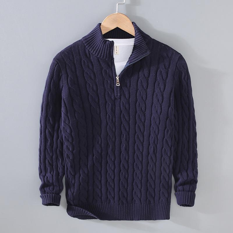 Dicker Strickpullover mit halbem Rollkragen und Reißverschluss für Herren – Herbst-/Winterkollektion L von Joom DACH
