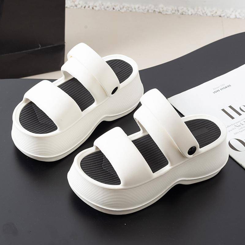 Dicksöhlige Damen Eva Hausschuhe Indoor Outdoor Leichtgewichtige Plateausandalen Frau Sommer 2025 Einfarbig Rutschfest Strand Pantoletten 40-41 weiß von Joom DACH