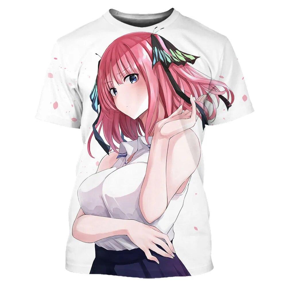 Die Quintessenz Quintuplets Sommer T-shirt Anime Mädchen Nakano Nino 3D Druck Casual Kurzarm Mode T Tops Männer Kleidung M von Joom DACH