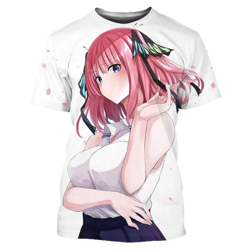 Die Quintessenz Quintuplets Sommer T-shirt Anime Mädchen Nakano Nino 3D Druck Casual Kurzarm Mode T Tops Männer Kleidung M von Joom DACH