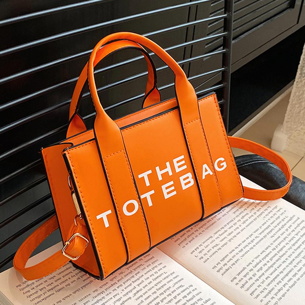 Die Tragetasche für Damen, trendige Handtasche aus PU-Leder mit Henkel oben, lässige Umhängetasche, lässige, einfache Schultertasche orange von Joom DACH