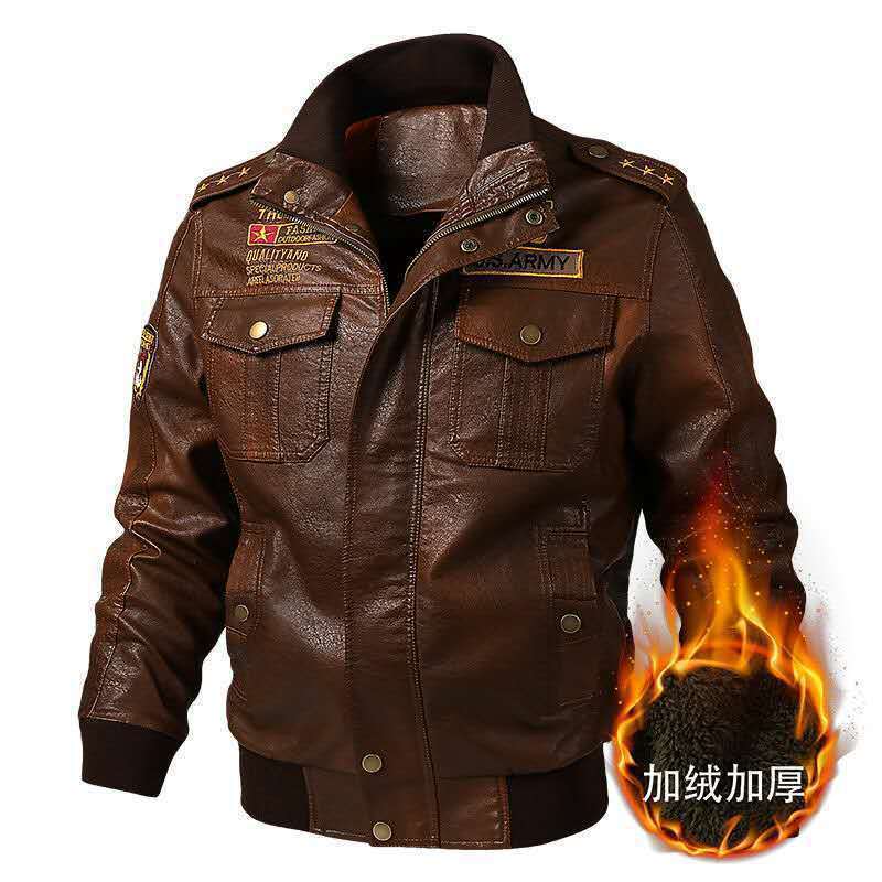 Die USA Big Size Neue Herren-PU-Jacke für Motorradrennfahrer Modischer Herren-Ledermantel plus Samt-Etikettmantel 5XL von Joom DACH