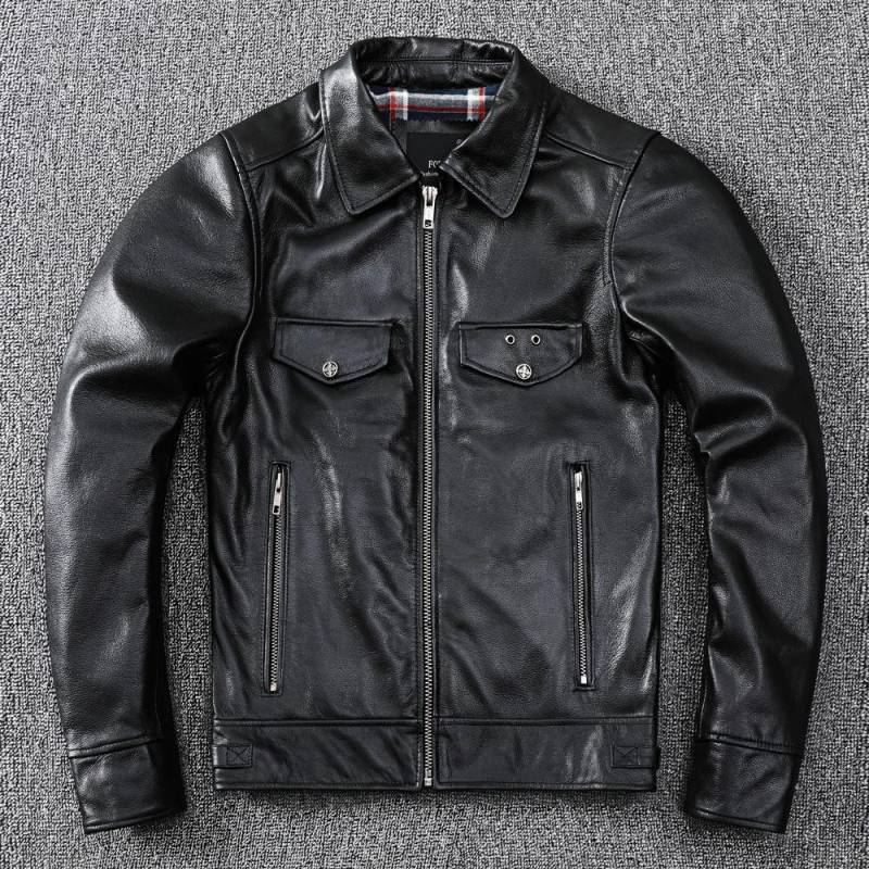 Die erste Schicht aus weichem, feinem Rindsleder Lederjacke Herren Motorrad-Stil schmale Lederjacke 3XL von Joom DACH