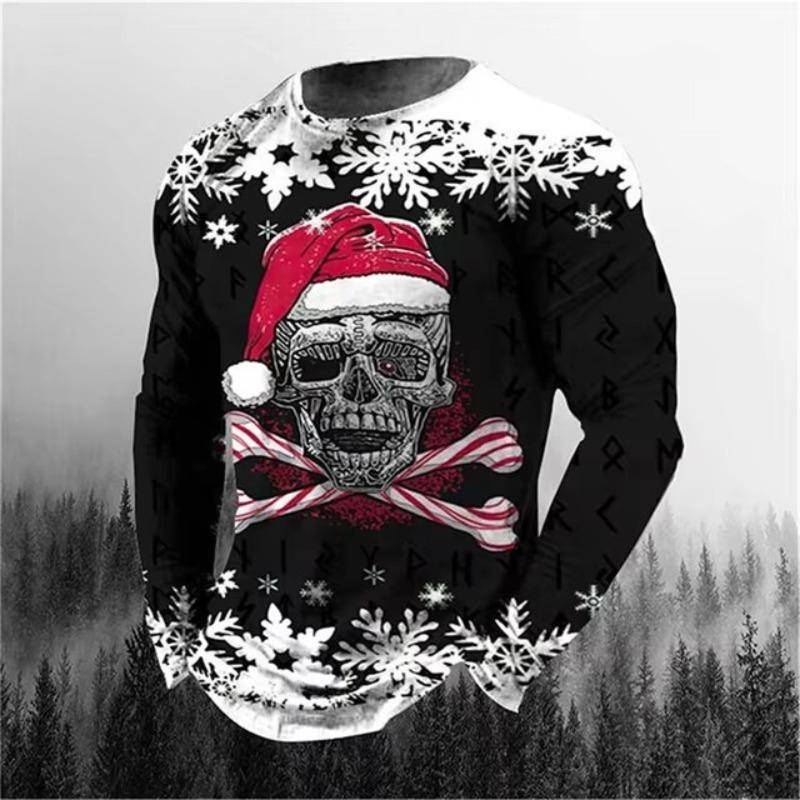 Digital bedrucktes Herren 3D-gedrucktes Langarm Herbst-Winter Freizeit Herrenbekleidung T-Shirt XL von Joom DACH