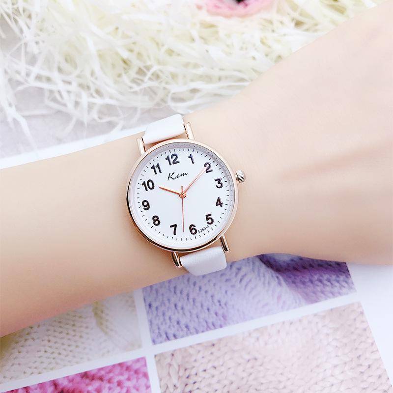 Digitale Prüfungsuhr für Schülerinnen – schlichter Stil für Mädchen von der Grundschule bis zur Hochschule mit Gürtel mit Waage weiß von Joom DACH