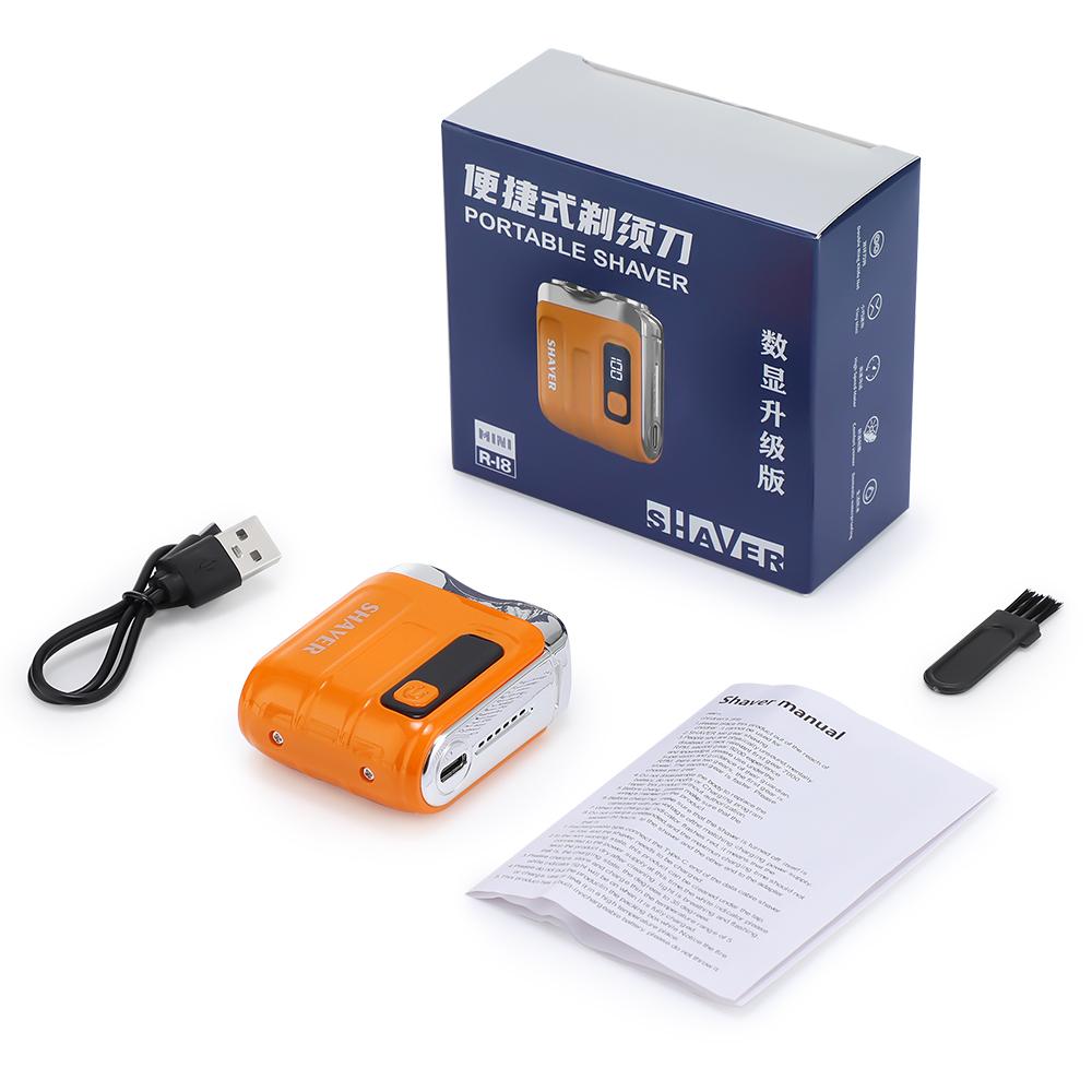 Digitaler Elektrorasierer für Männer Doppelklinge Bartschneider Smart Mini Rasierer Wasserdicht Wiederaufladbar Herrenrasierer für Zuhause Reise orange von Joom DACH