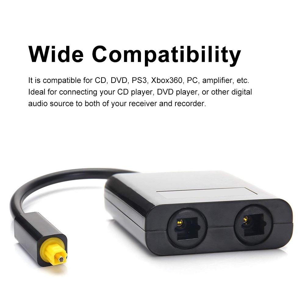 Digitaler Toslink-Glasfaser-Splitter, 1 Eingang, 2 Ausgänge, Audio-Adapter, kompatibel für CD-DVD-Verstärker, Fernseher von Joom DACH