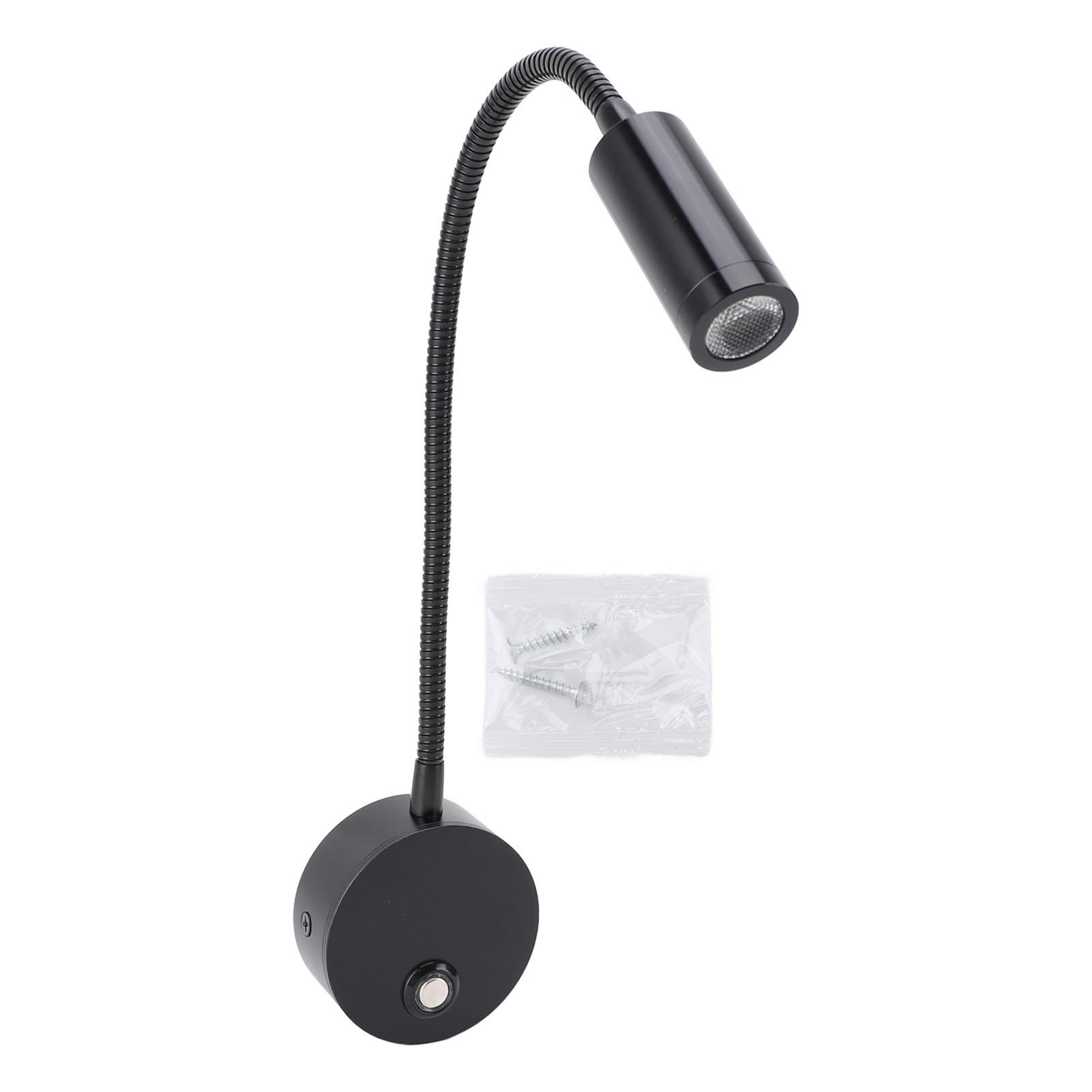 Dimmbare RV Leselicht 3 Farbtemperatur Boot Nachttisch Flexible Schwanenhals Wandleuchte mit USB schwarz von Joom DACH