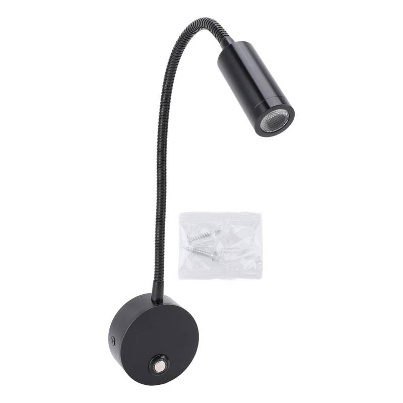 Dimmbare RV Leselicht 3 Farbtemperatur Boot Nachttisch Flexible Schwanenhals Wandleuchte mit USB schwarz von Joom DACH