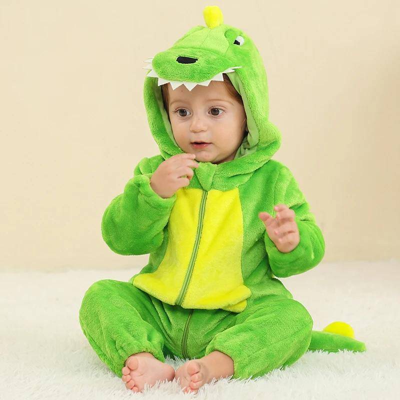 Dinosaurier Baby Strampler Winter Mit Kapuze Flanell Kleinkind Säuglingskleidung Insgesamt Bodys Overall Kostüm Für Kinder Halloween 80 grün von Joom DACH