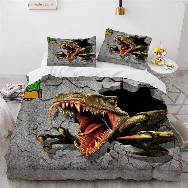 Dinosaurier Bettbezug Einzelbett Mikrofaser 3D Tier Bettdeckenbezug Jurassic World Park Dinosaurier Bettwäsche-Set für Kinder Jugendliche Jungenzimmer 70x133cm 2pcs von Joom DACH
