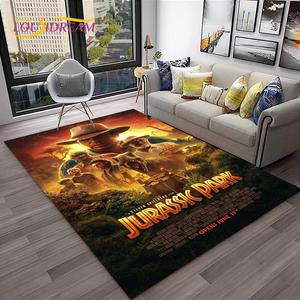Dinosaurier-Cartoon-Jurassic-Park-Kinderteppich für Zuhause, Wohnzimmer, Schlafzimmer, Sofa, Fußmatte, Dekor, Spielbereich, Teppich, rutschfeste Bodenmatte 100x150cm von Joom DACH