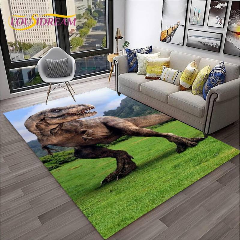 Dinosaurier-Cartoon-Jurassic-Park-Kinderteppich für Zuhause, Wohnzimmer, Schlafzimmer, Sofa, Fußmatte, Dekor, Spielbereich, Teppich, rutschfeste Bodenmatte 100x150cm von Joom DACH