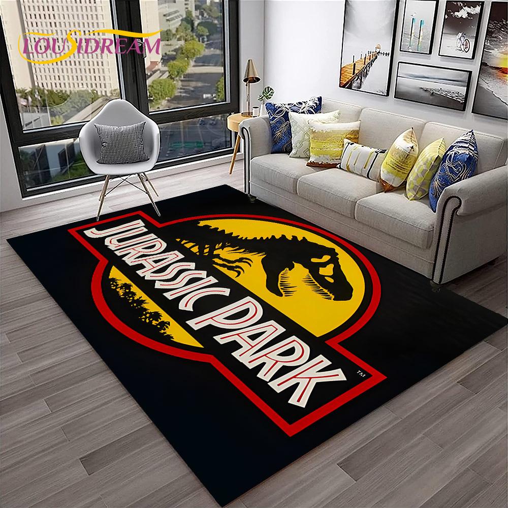 Dinosaurier-Cartoon-Jurassic-Park-Kinderteppich für Zuhause, Wohnzimmer, Schlafzimmer, Sofa, Fußmatte, Dekor, Spielbereich, Teppich, rutschfeste Bodenmatte 120x160cm von Joom DACH