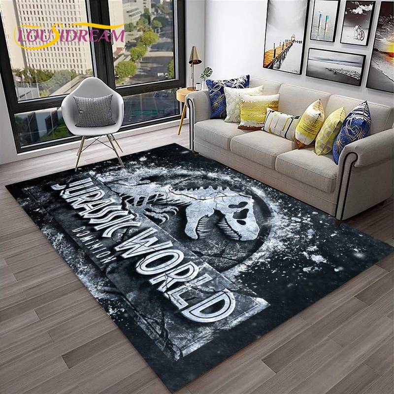 Dinosaurier-Cartoon-Jurassic-Park-Kinderteppich für Zuhause, Wohnzimmer, Schlafzimmer, Sofa, Fußmatte, Dekor, Spielbereich, Teppich, rutschfeste Bodenmatte 80x120cm von Joom DACH