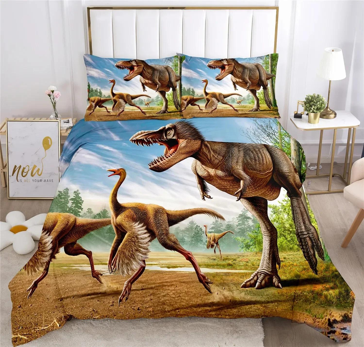 Dinosaurier Druck 3D Bettbezug Set Doppel Ganzgröße Kingsize Bettwäsche Set Junge Mädchen Schlafzimmer Dekoration Geschenk 2/3tlg. 135x200cm von Joom DACH