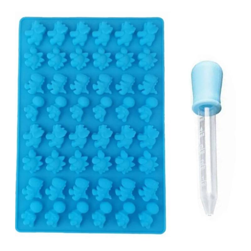 Dinosaurier Silikon Kuchenform 48 Kleine Dinosaurier Gummibärchenformen zum Backen Kuchen Mousse Schokolade Pudding blau von Joom DACH