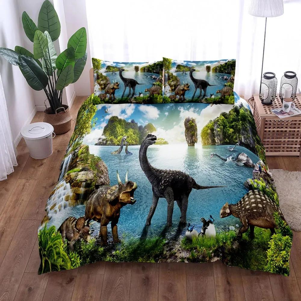Dinosaurier Unterwasser Bettbezug Set UK Einzel Doppel King US Twin Full Queen Größe Anime Bettwäsche Set EU single(135x200cm) von Joom DACH