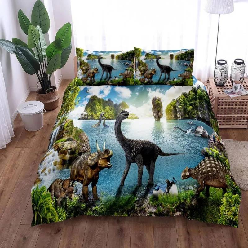 Dinosaurier Unterwasser Bettbezug Set UK Einzel Doppel King US Twin Full Queen Größe Anime Bettwäsche Set EU single(135x200cm) von Joom DACH