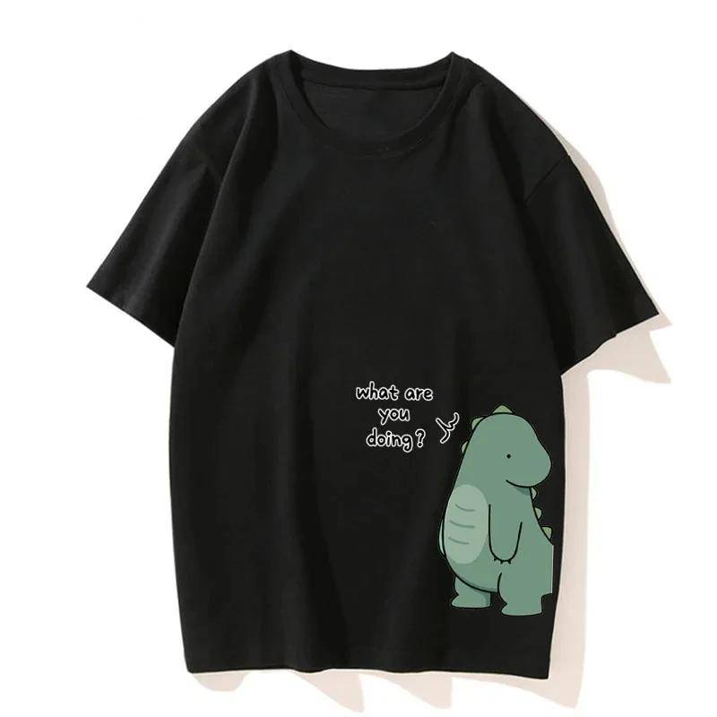 Dinosaurier gepaart mit Paar-T-Shirt Hochwertiges Sommer-T-Shirt mit lockeren Kurzarmshirts für Freund, Freundin, Mädchen 2XL von Joom DACH