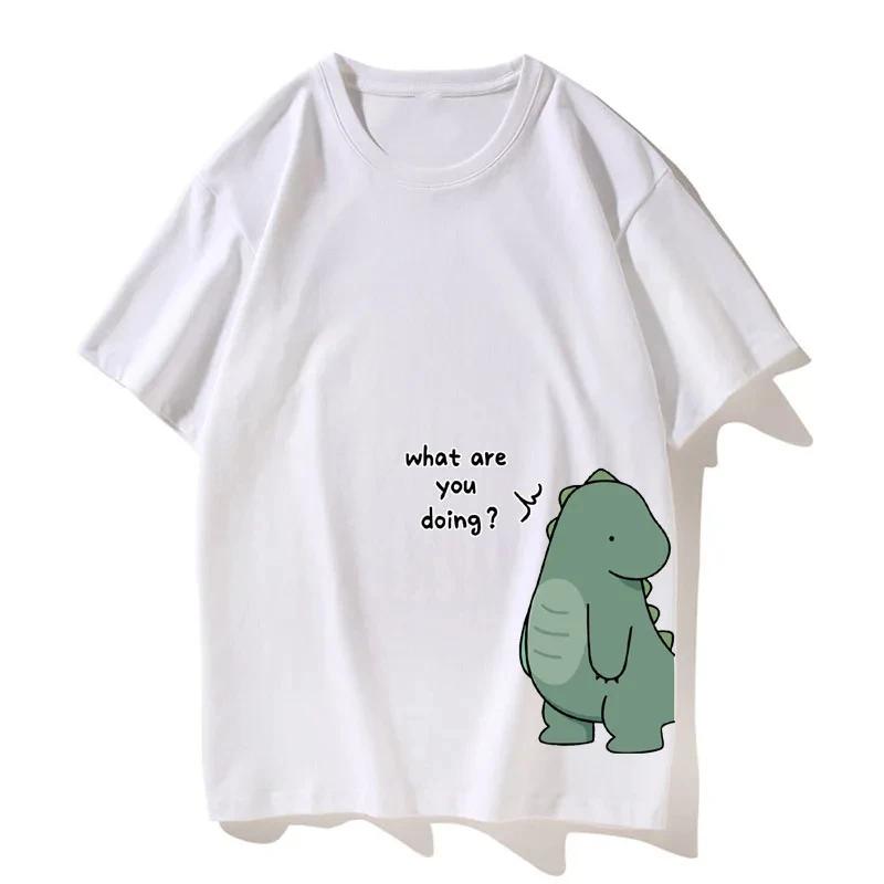 Dinosaurier gepaart mit Paar-T-Shirt Hochwertiges Sommer-T-Shirt mit lockeren Kurzarmshirts für Freund, Freundin, Mädchen 2XL von Joom DACH