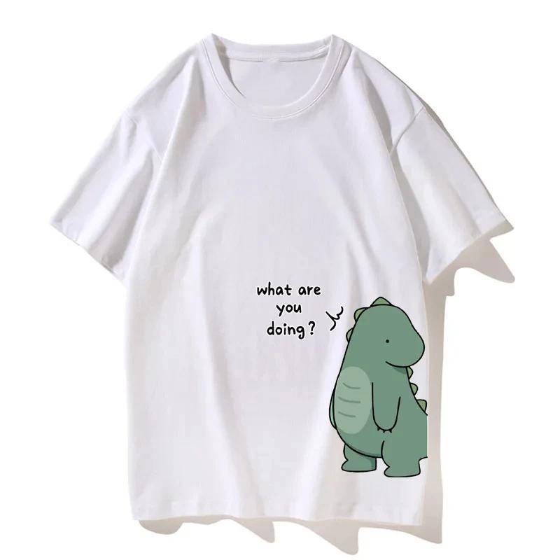 Dinosaurier gepaart mit Paar-T-Shirt Hochwertiges Sommer-T-Shirt mit lockeren Kurzarmshirts für Freund, Freundin, Mädchen 2XL von Joom DACH