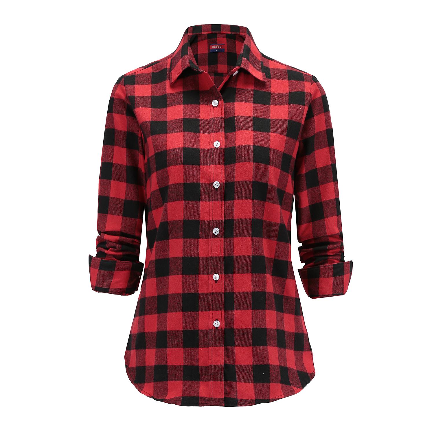 Dioufond Damen kariertes Flanellhemd, langärmelig, Flanell, kariert S rot Dioufond Damen kariertes Flanellhemd, langärmelig, Flanell, kariert S rot von Joom DACH