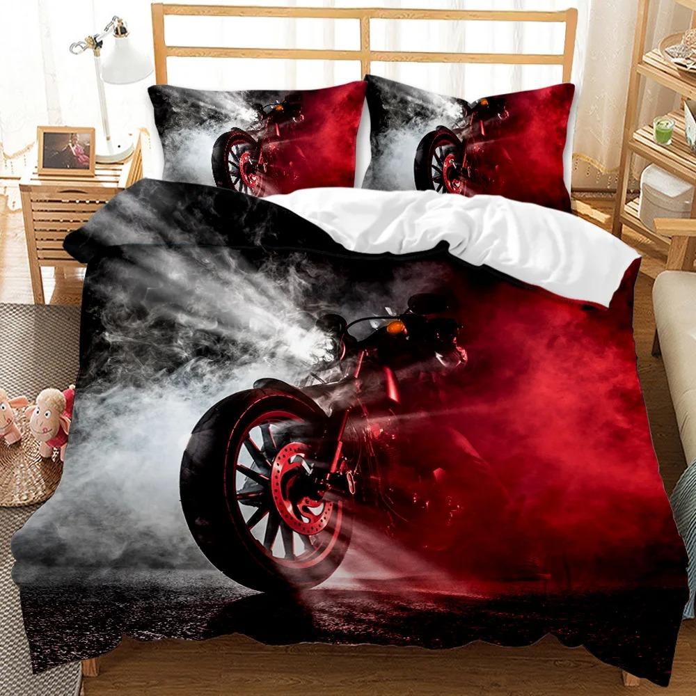 Dirtbike Bettwäschesets Motocross Rennfahrer Bettbezug Set 2/3-teilig Jungen Bettdeckenbezug Set, Kinder Extremsport Stil Bettwäscheset 70x133cm von Joom DACH