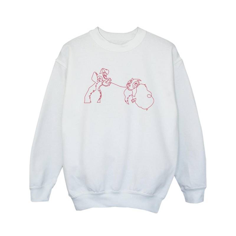 Disney Girls Lady And The Tramp Spaghetti Outline Sweatshirt 7-8 Years weiß von Joom DACH